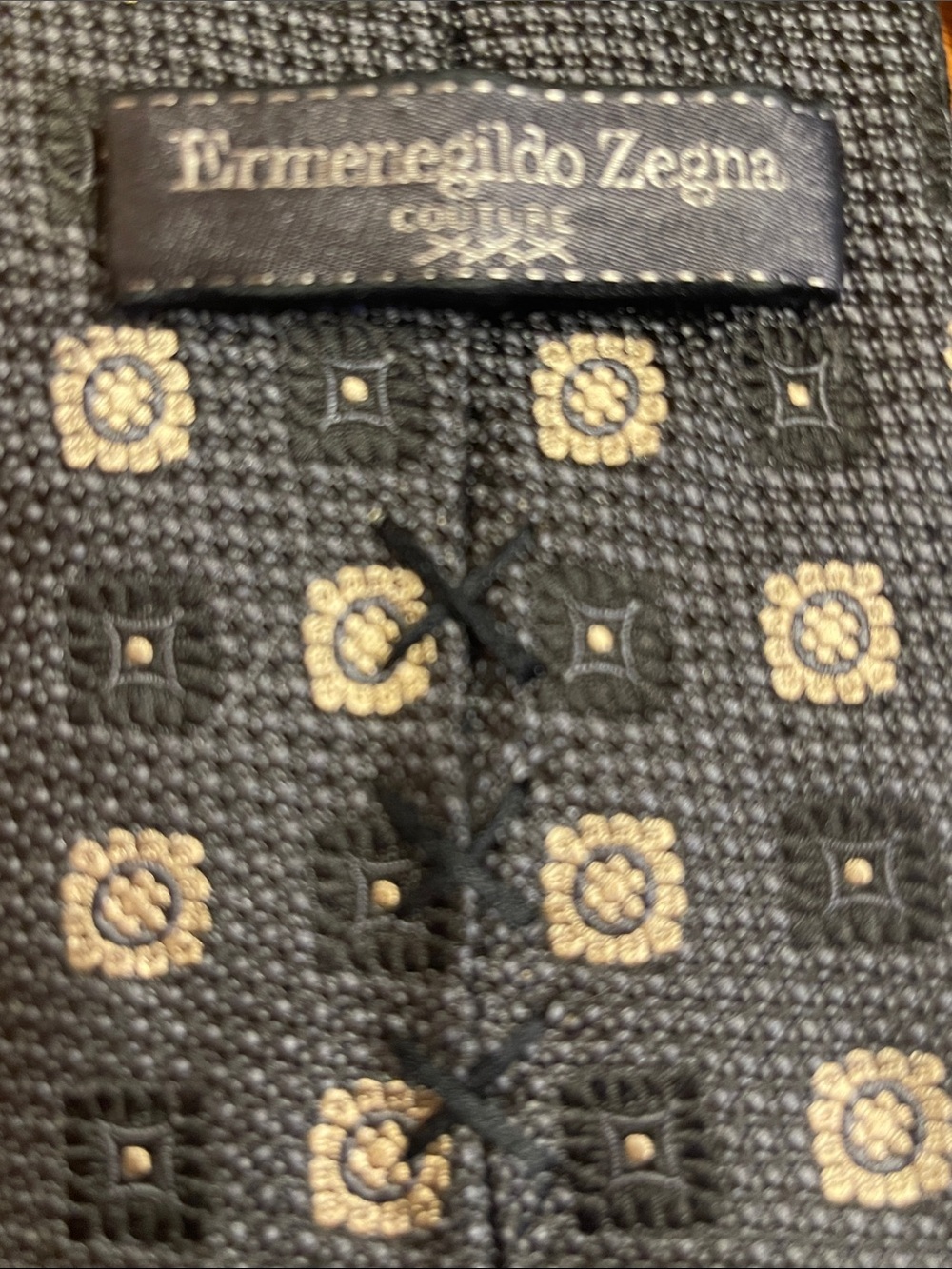 Ermenegildo Zegna Couture Brown Gold Medallion Silk Tie Quiet Luxury Italy